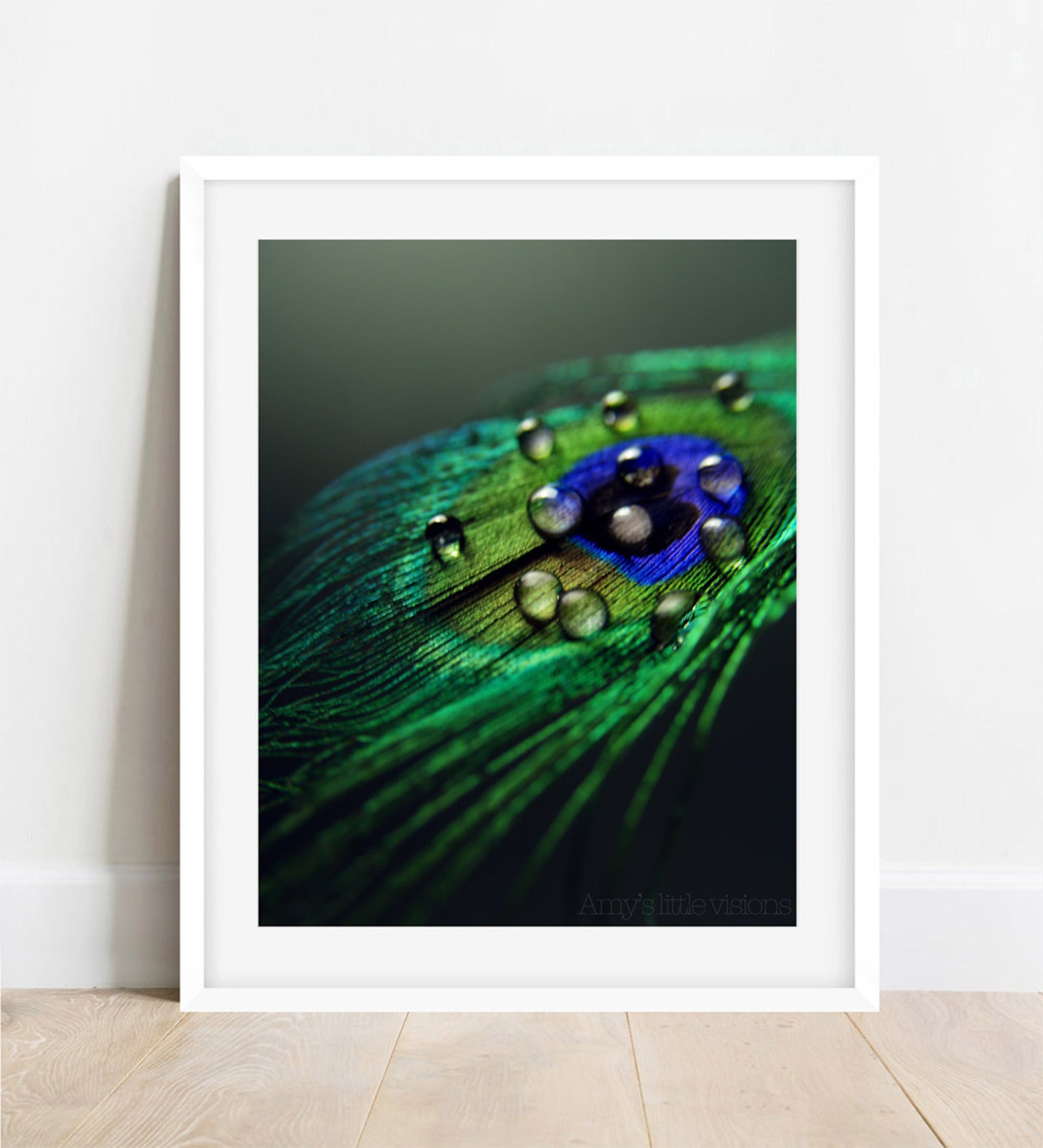 Emerald Green Peacock Wall Art Peacock Feather Emerald Green Etsy