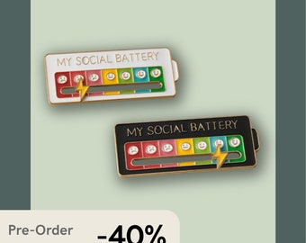 Social Battery - hard Metall Emaille Pin, Anstecker, Brosche, Button - mental health, end the stigma, fun, adhs, neurodivers, lustig