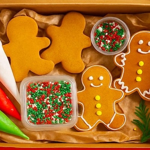 Christmas Gingerbread Man Cookie Decorating Kit - DIY Baking, Family Fun