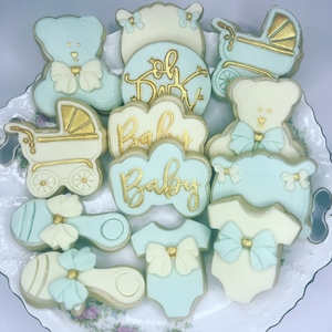 Baby Shower Sugar Cookies: Stroller, Onesie, Crib - Customizable