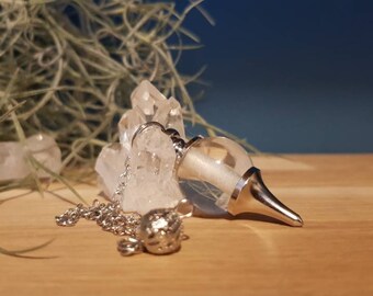 Cristal de roche, pendule divinatoire de radiesthésie sphère