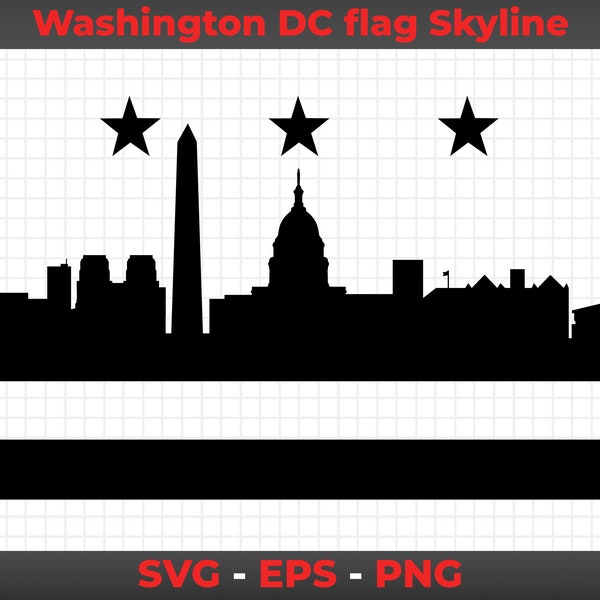 Washington D.C Flag Skyline / Logo, Graphic, Clipart, SVG, EPS, PNG / Cut files for Cricut, Silhouette, Laser Cut Files