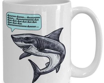 Jaws themed shark week mug