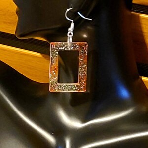 Red and Green Mangled Rectangle Earrings
