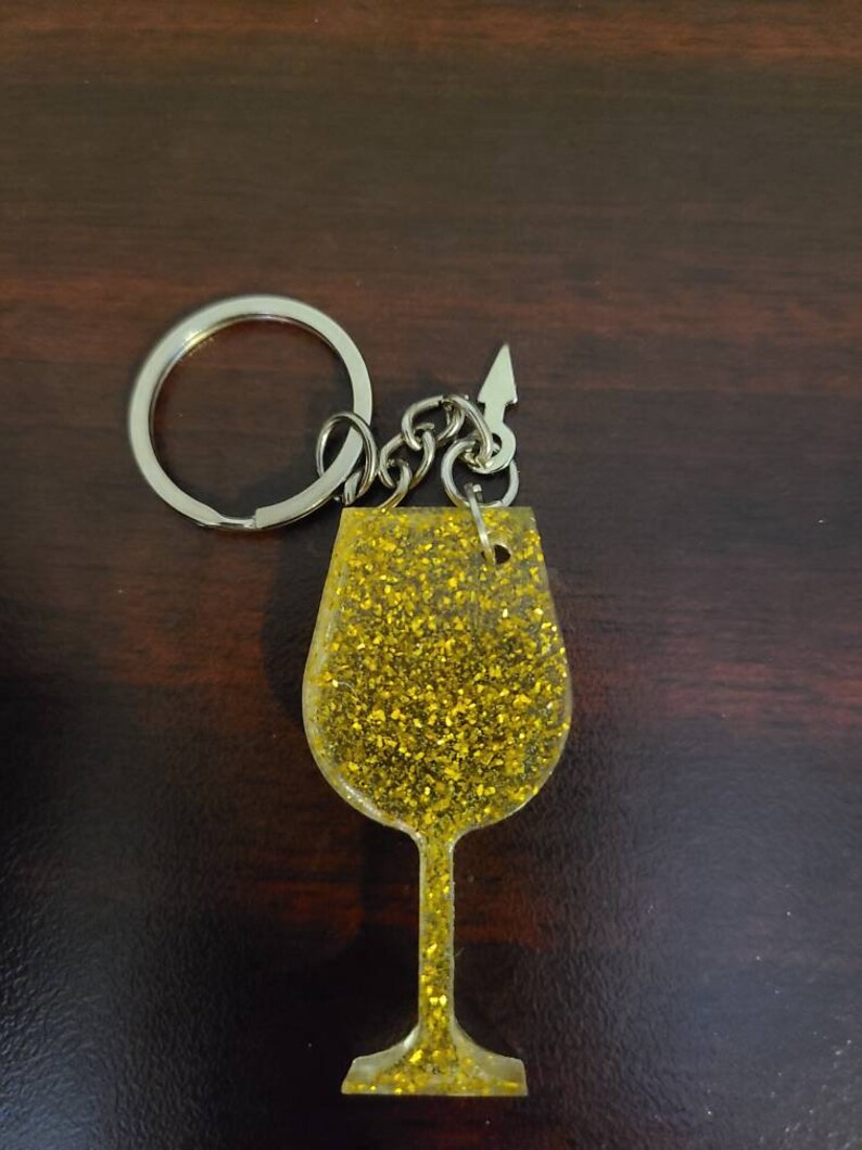 Handmade Epoxy Resin Wine Glass Keychain Etsy