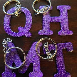 Name Initial Keychain – Glitter English Alphabet Keyring - Art Deco – Beautiful Art Craft Wood Keychain Gift - Monogram