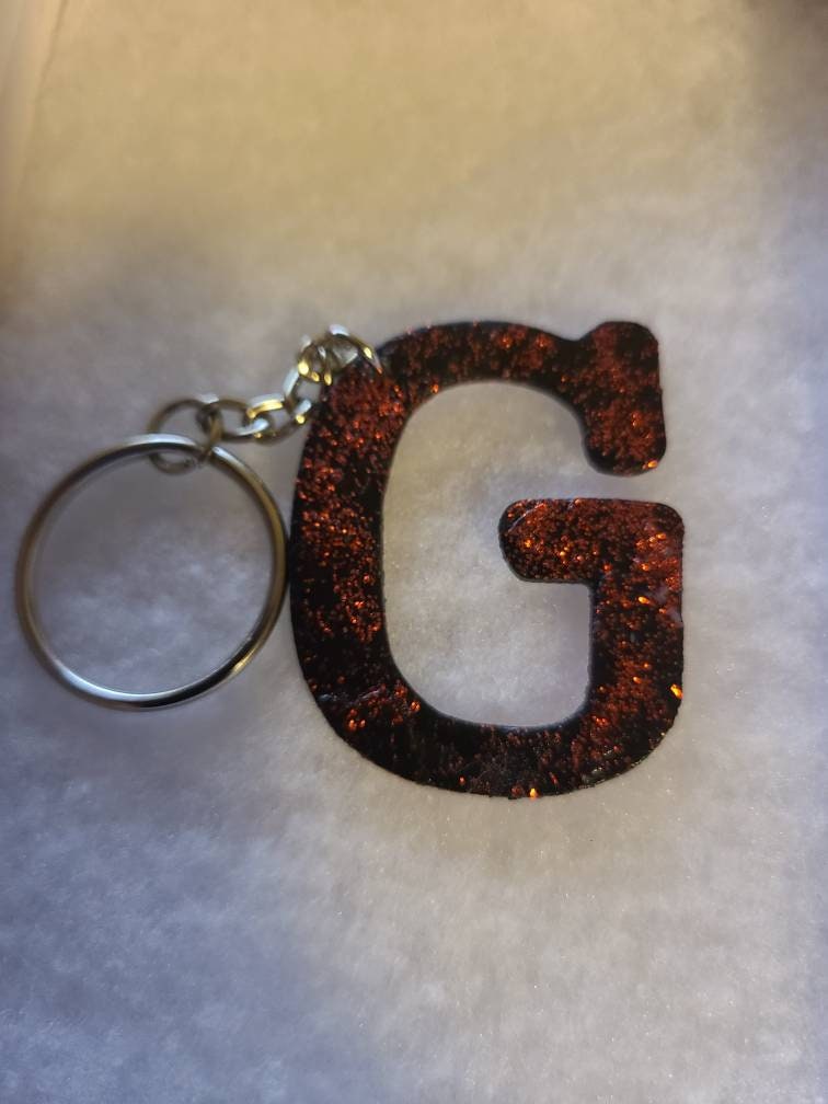 Red Glitter Name Initial Keychain Glitter English Alphabet Keyring Art