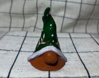 Handmade Terracotta Green Christmas Gonk