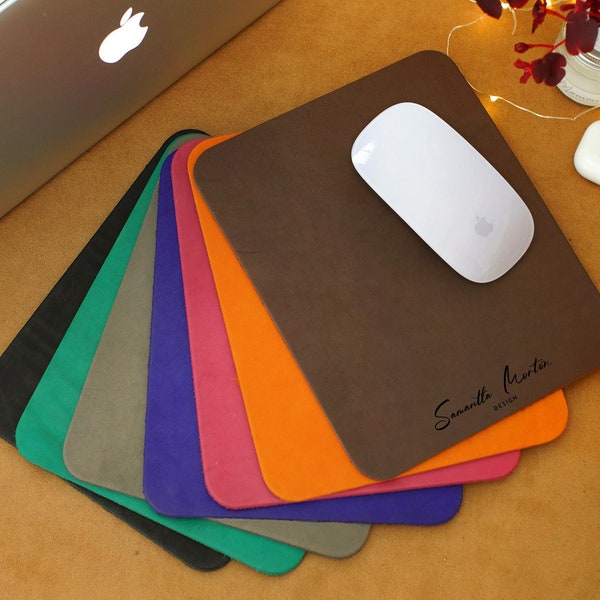 Leather Mousepad Monogrammed - Personalized Mouse Mat - Custom Engraved Mouse Pad - Leather Computer Desk Pad - Christmas Gifts for Men
