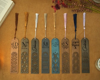 Cute Wooden Bookmarks in 8 Tribal Patterns, Engraved Monogram Wood Bookmark, Aesthetic Bookmarks for Women, Personalized Gifts for Her