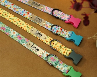 Hundehalsband mit Blumenmuster: Personalisiertes Nylon Haustier-Halsband mit Schnalle