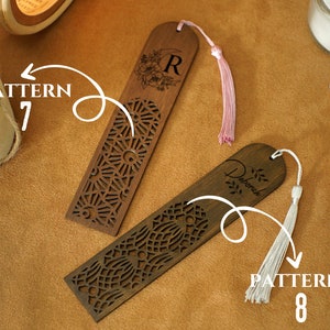 Custom Wood Bookmarks with Tassel, Personalized Wooden Bookmark, Unique Pattern Bookmark Engraved, Mothers Day Gift for Reader, Gift for Her image 10