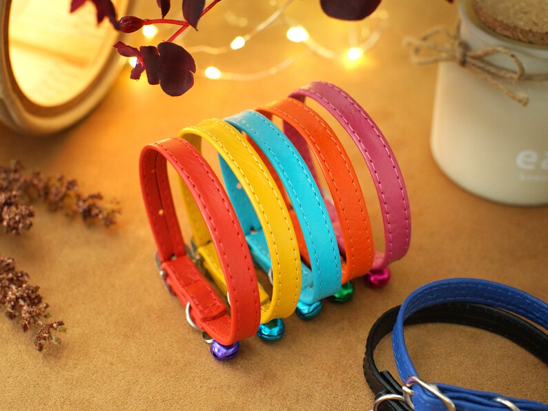 Leather Cat Collar Custom Engraved Cat Collar Personalized Etsy