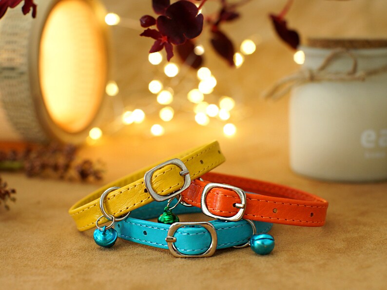 Leather Cat Collar Custom Engraved Cat Collar Personalized Etsy