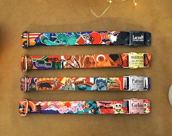 Engraved Buckle Dog Collar: World Designs, Personalized Nylon Pet Collar