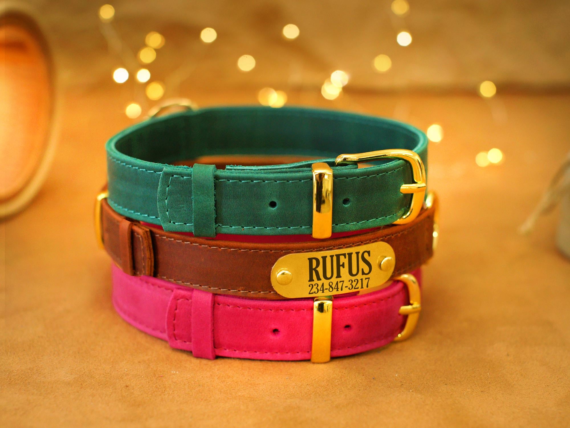 Leather Dog Collar - Personalized Dog Collar - Soft Padded Leather Pet Collars for All Breed Dogs - Custom Dog Collar with Engraved Name Tag