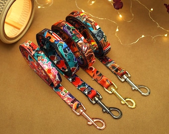 Adjustable Nylon Dog Leashes with Global Place Patterns, Durable Travel Print Pet Leash, Custom Dog Leash for Small and Large Dogs