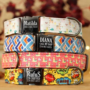 Leather Lined Designer Dog Collar with Engraved Buckle - Dog Collar Personalized - Custom Dog Collars for Small and Large Dogs