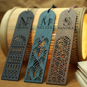 Custom Wood Bookmarks with Tassel, Personalized Wooden Bookmark, Unique Pattern Bookmark Engraved, Christmas Gift for Reader, Gifts for Her