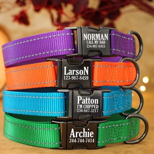 Reflective Dog Collar Personalized - Engraved Buckle Dog Collar - Custom Dog Collar - Small Medium Large Dog Collars