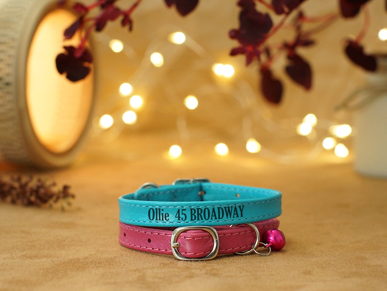 Leather Cat Collar Custom Engraved Cat Collar Personalized Etsy