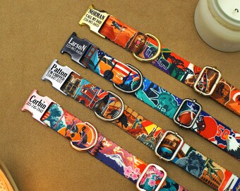 Custom Dog Collar with Global Patterns, Durable Nylon Pet Collars for Puppies and Adult Dogs, Personalized Dog Collar, Pet Gift for Dogs