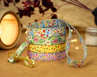 Floral Nylon Dog Leashes, Adjustable Dog Leash with Unique Flower Patterns, Durable Pet Lead for Walking, Small & Large Dog Leash