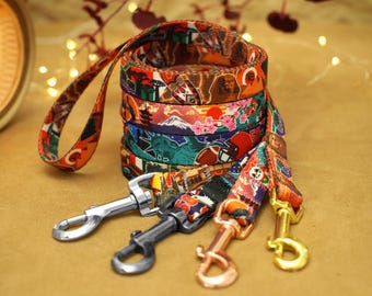 Custom Travel-Themed Dog Leashes, Durable Nylon Pet Leash with Japanese African European American Patterns, Personalized Dog Accessories