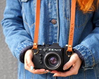 Personalized Leather Camera Strap - Custom Monogrammed Camera Strap - Camera Strap for Nikon, Canon, Sony, Fuji - DSLR or SLR Camera Straps