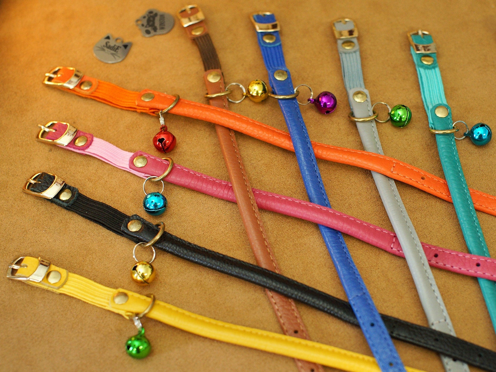 Rolled Leather Cat Collar With Elastic Safety Strap Etsy