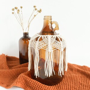 Macrame Covered Bottle, Macrame Covered Vase, Macrame Bottle Art, Boho Bottle Decor, Boho Table Decor, Boho Home Decor Accents