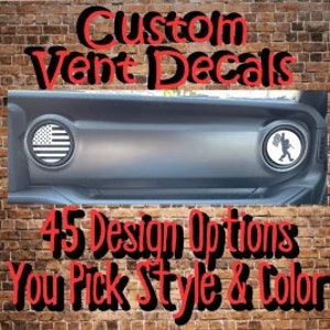 Vent Decal Set Mix & Match 6 Custom Ac Heat Vent Decals 45 Design Options Many Colors Fits JT JL JLu JK JKu Sticker Gift "Not oem Part"