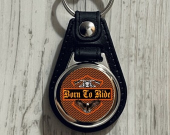 Born To Ride Motorcycle Style Single Sided Round Custom Keychain Gift