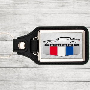 Personalized Camaro Keychain Single Sided Rectangle Camaro Style Keyring Camaro Fob Gift