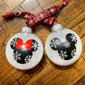 Christmas Ornament Set Minnie and Mickey Inspired Mouse shape Snowflake  Decoration Set Gift