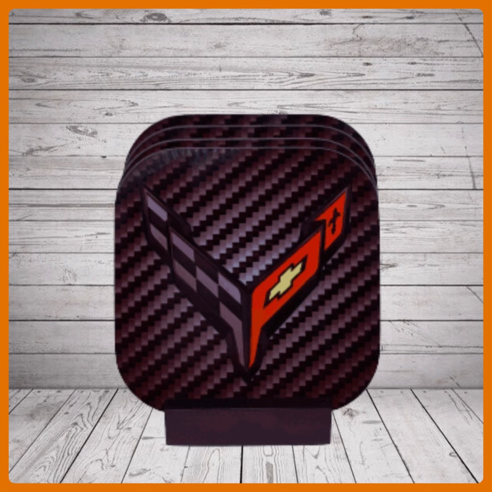 C8 Corvette Style Coaster Set with 4 4Square Coasters & 1 | Etsy