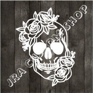 Vinyl Decal Skull & Rose Vinyl Decal Car Truck Van SUV Mug Sticker Gift