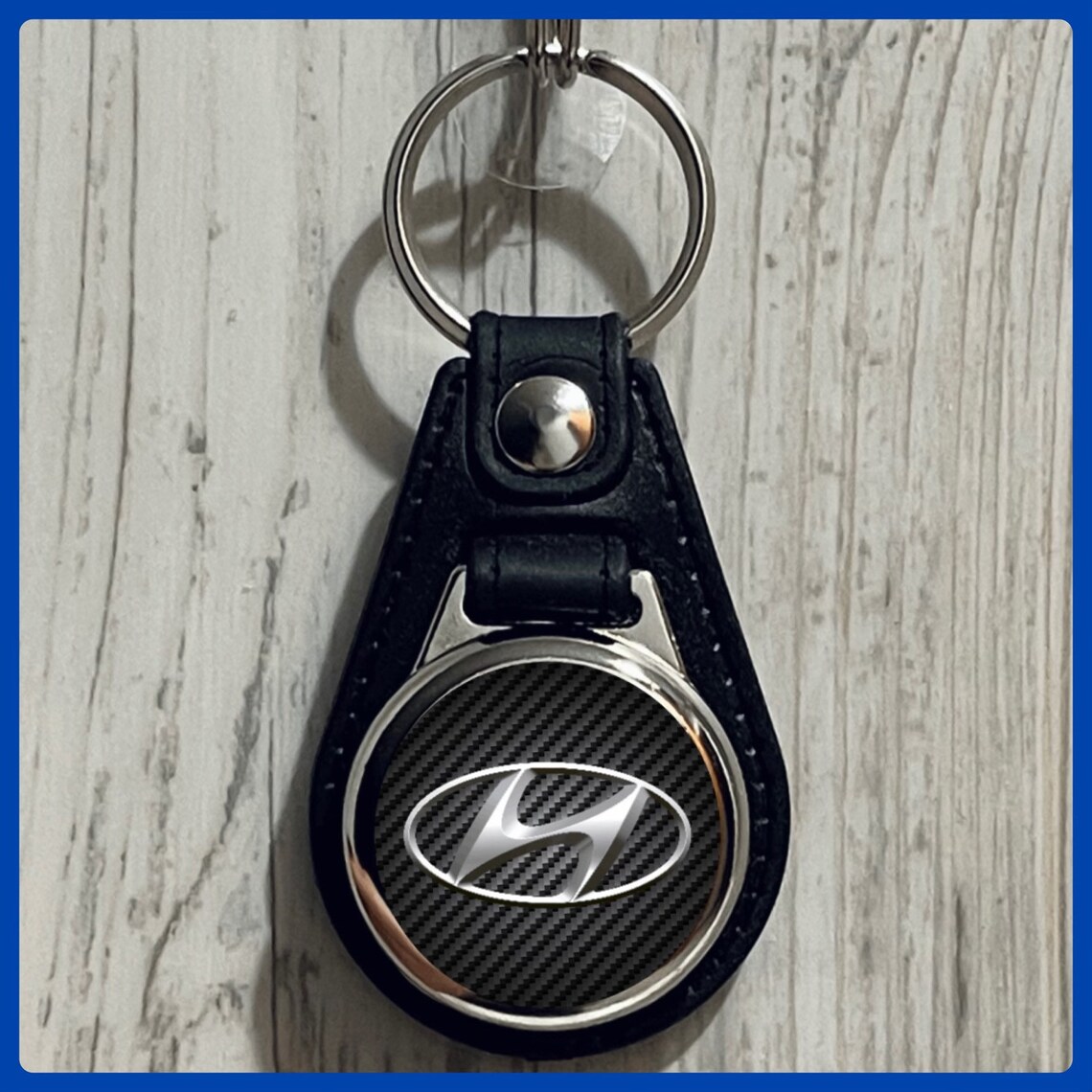 Single Sided Leather Keychain Hyundai Etsy