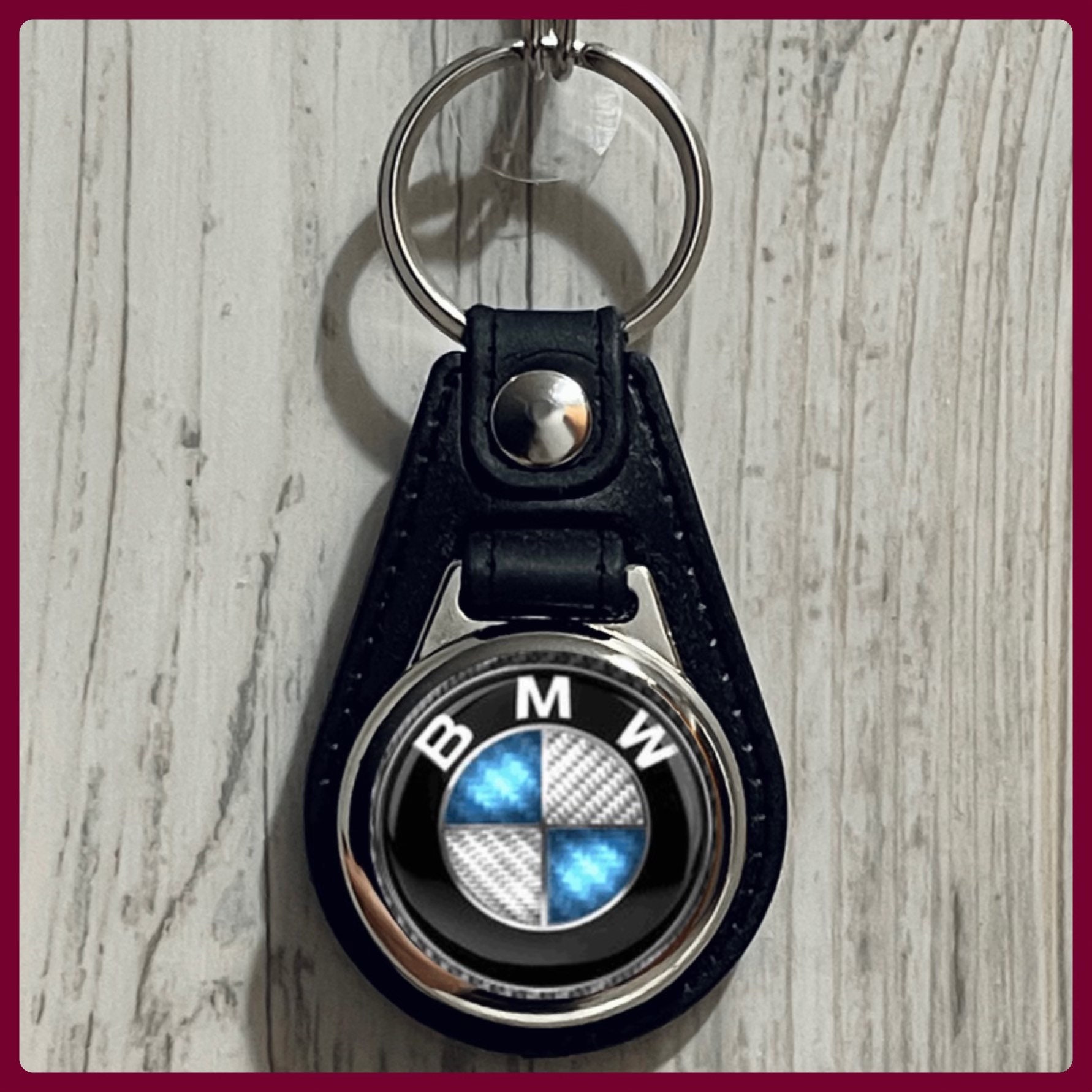 BMW Style Single Sided Round Keychain with Carbon Fiber look Etsy