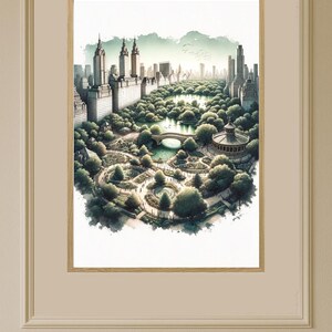 Central Park New York Watercolor Poster Print - Manhattan Wall Art Travel Gift Idea, Perfect Wedding Birthday Gift for Home Decor #39