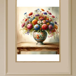 Watercolor Flowers in a Vase Poster Print - Elegant Wall Art for Home Decor, Perfect Wedding Gift or Travel Decoration #880