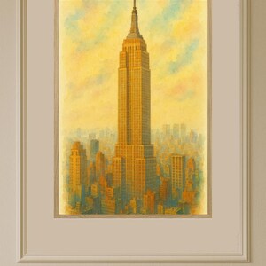 NYC Watercolor Poster Print - Empire State Wall Art - Travel Gift Idea for New York Lovers - Unique Wedding Housewarming Gift #149