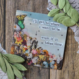 J'irai où je veux être, Sticker 3", Sticker carré, Sticker mat, Sticker pour ordinateur portable, Rappel, Patience, Avenir, Bonheur