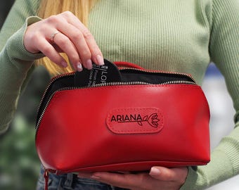Personalisierte Frauen Dopp Kit, Leder Kosmetiktasche für Frauen, Brautjungfer Geschenke, Weiche Kosmetiktasche Beutel, Leder Reiseveranstalter für Sie