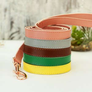 Dog Leash Leather, Custom Pet Leashes for Small Medium Large Dogs, Puppy Leash, Personalized Dog Leash, Dog Leashes Pink Green Yellow Brown