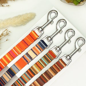 Striped Nylon Dog Leash with Metal Swivel Snap Hook, Custom 5 FT Dog Leashes, Personalized Simple Leash, Strong Pet Leash, Traffic Dog Leash