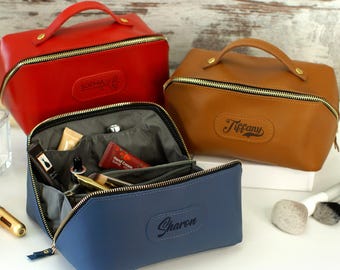 Benutzerdefinierte Leder Dopp Kit für Männer, personalisierte Kulturtasche, Reiseveranstalter, Geburtstagsgeschenke, Grooming Case mit Reißverschluss, Geschenk für Papa