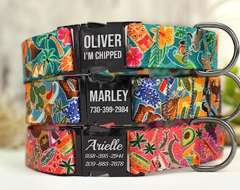 Personalisiertes Muster Hundehalsband, Designer Hundehalsband Grün Lila Braun, Personalisiertes Hundehalsband für Junge Mädchen, weiches verstellbares Nylon Hundehalsband
