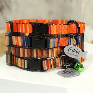 Custom Cat Collar, Safety Buckle Cat Collar with Name, Cat Collar Personalized, Breakaway Cat Collars, Engraved Pet Accessories for Kittens