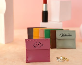 Leather Ring Case, Personalized Ring Holder,  Gifts for Her, Custom Ring Case Box, Jewelry Storage, Travel Jewelry Pouch, Leather Gifts